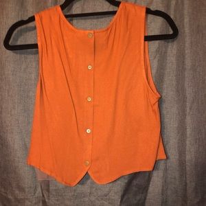 FOREVER 21 DUSTY ORANGE BUTTON-BACK CROP TOP